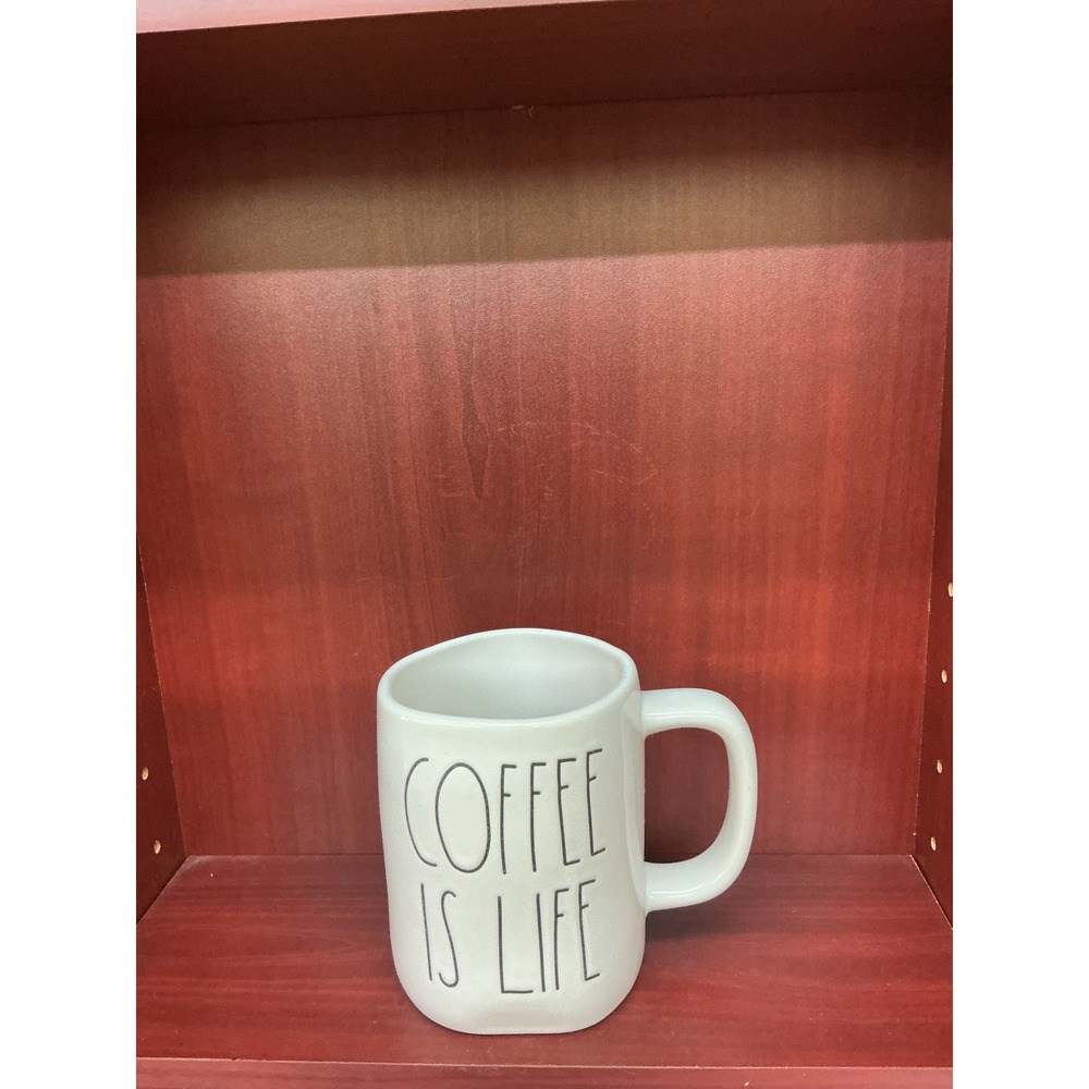 Rae Dunn Coffee Is Life Artisan Collection by Magenta Ceramic Mug White LL